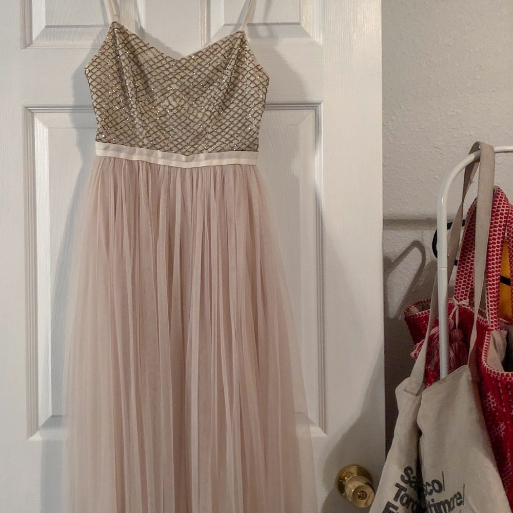 Needle & Thread embroidered tulle midi gown